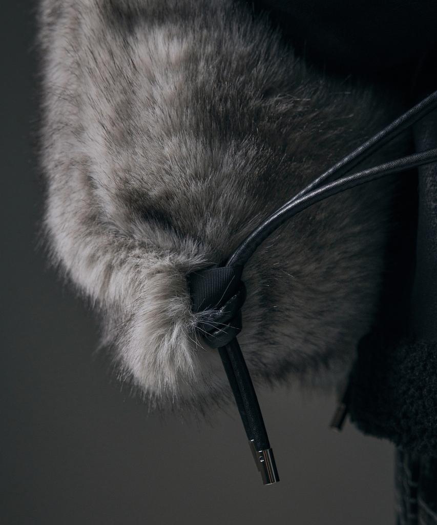 Treemingbird Volume Fur String Back Pack [ Light Gray ]