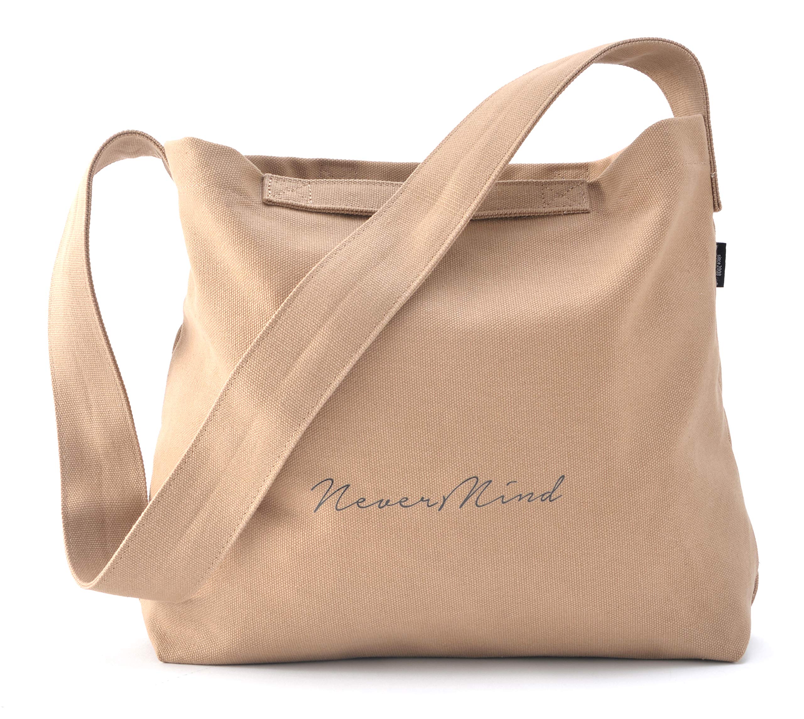 

[Rename] Printed Canvas Tote Shoulder Bag - Beige