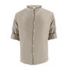 Cotton Linen Hot Sale Men's Long-Sleeved Shirts Summer Solid Color Stand-Up Collar Casual Beach Style Plus Size