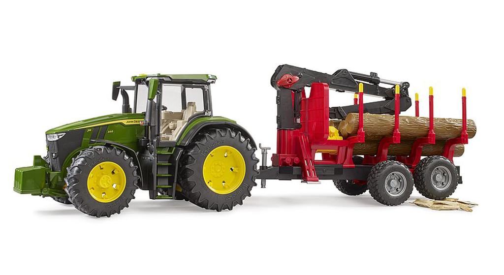 Bruder JD 7R 350 Front Loader & Forest Trailer (with 4 logs) BR03154
