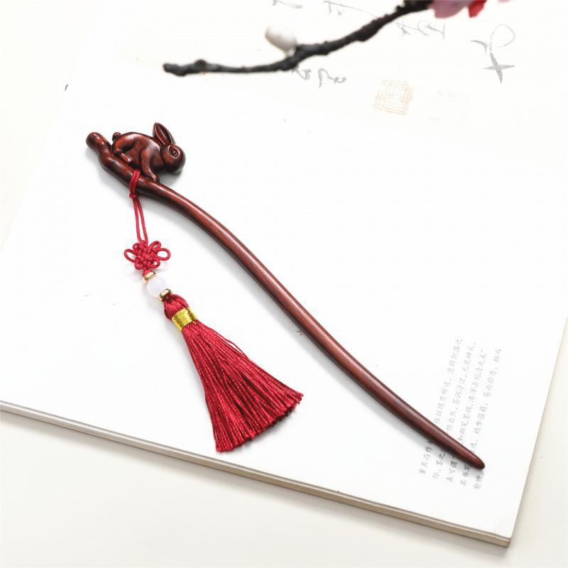 Zodiac Rabbit Rosewood & Red Sandalwood Hairpin Styling Comb Gift Set