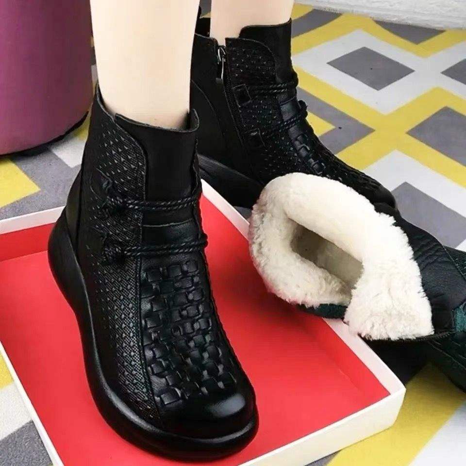 2025 Autumn and Winter New Cotton Boots Martin Boots Muffin Platform Short Boots Fur Integrated Snow Boots Wool Women's Boots