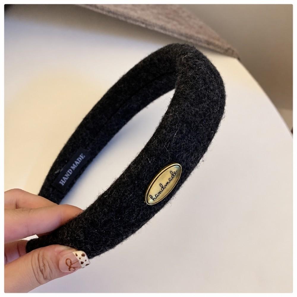 French Style Wool Felt Headband Wide Width Hair Hoops Headgear Elegant Woolen Hairband