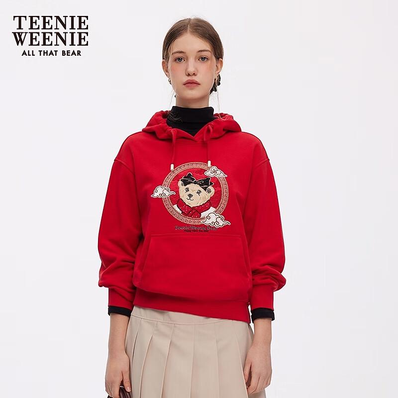 Teenie Weenie Women s Bear Embroidered Hooded Sweatshirt M