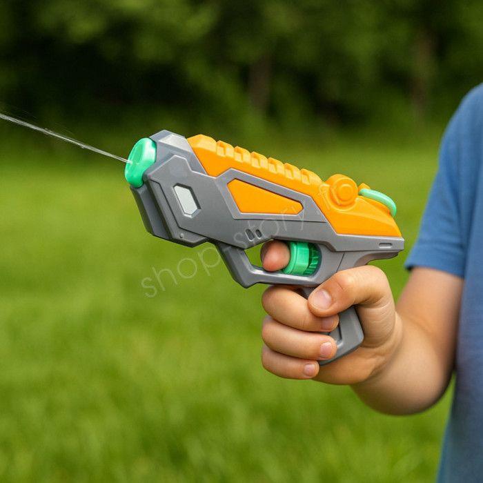Kids Water Gun Galactic Model Length 22 Cm Grey Orange and Green for Outdoor Games and Water Battles