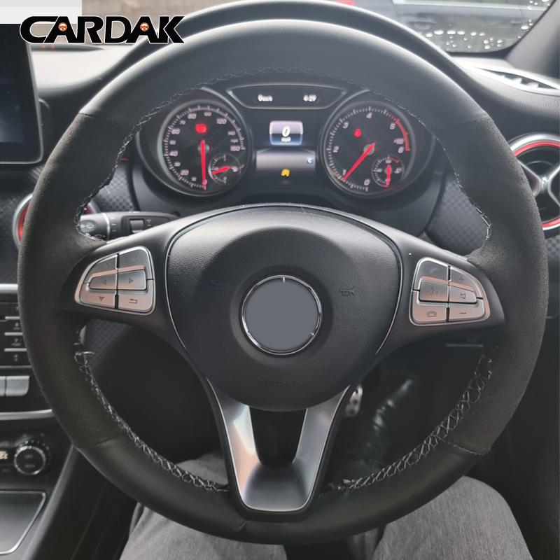 CARDAK Autostuurhoes Rode Markering Zwart Suede Voor Mercedes-Benz C180 C200 W205 C300 B200