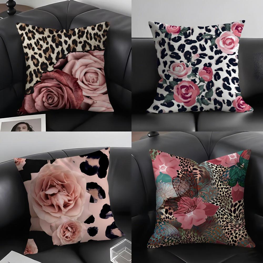 Pink Leopard Fashion Cushion Cover Pillowcase Ultra Soft Skin Friendly Fabric Cloud Like Comfort & Concealed Zipper