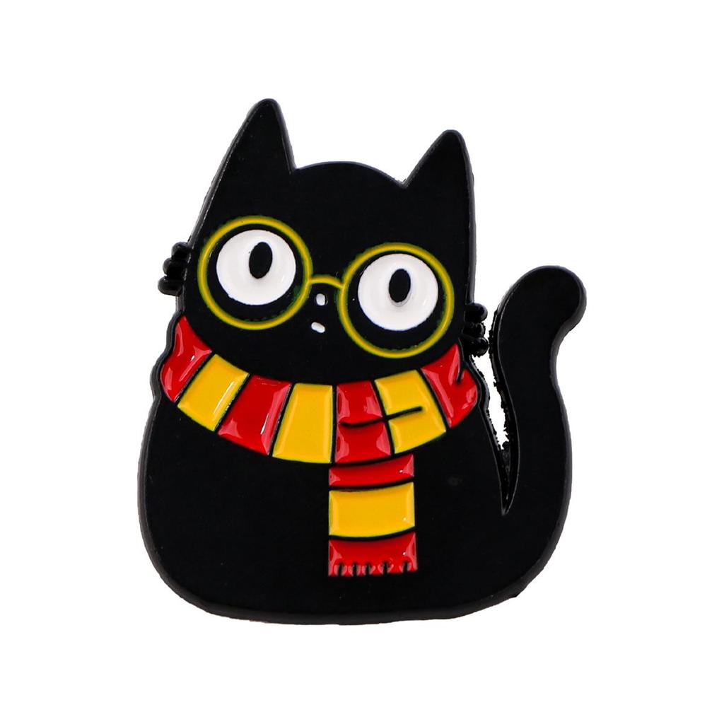 Cartoon Black Cat Brooch Pin - Cute Metal Alloy Accessory for Women and Backpacks