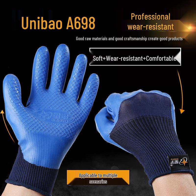 Free Shipping: Xingyu A698 Latex Gloves - Non-Slip, Waterproof, Wear-Resistant, Breathable, Labor Protection.