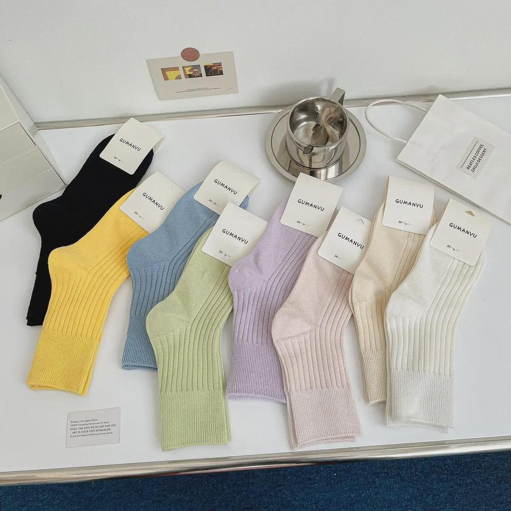 Women's White Long Cotton Mid-Tube Socks - Trendy Japanese-Inspired Summer Style with Loose Fit