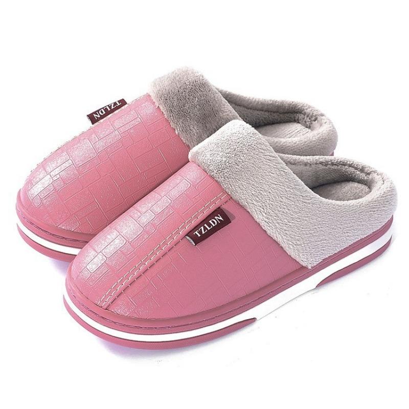 Lagerskinn bomullstofflor herr vinter tjock sula är dina hem vattentäta ulltofflor höst- och vintermodeller