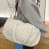 Quilted Travel Bag for Women Cute Floral Weekend Bag with Zipper Large Cotton Gym Bag Portable Workout Grocery Pouch