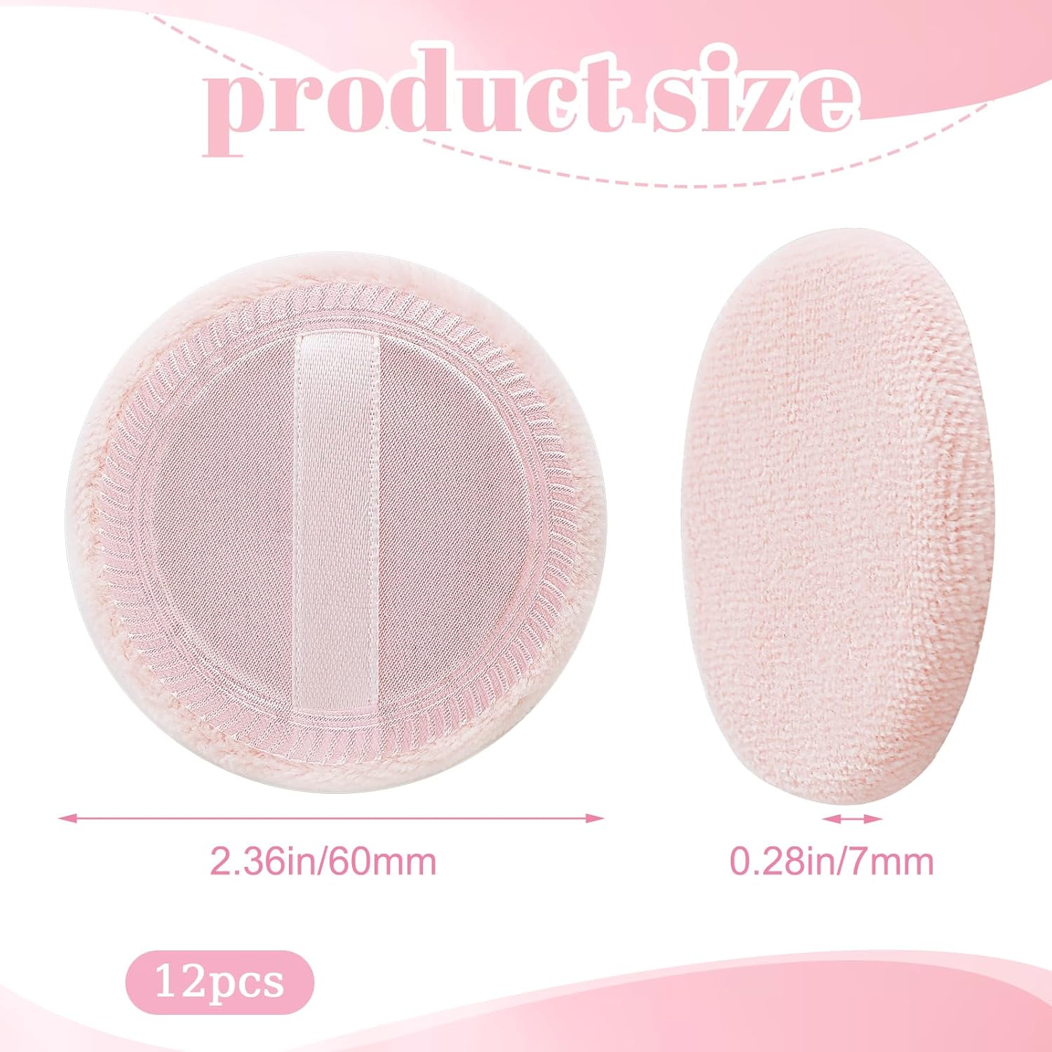 12 PCS Setting Powder Puff Round Pink Makeup Powder Puffs Round Cotton Powders Puffs Cotton Cosmetic Puff Mini Portable Sponge Cushion for Foundation