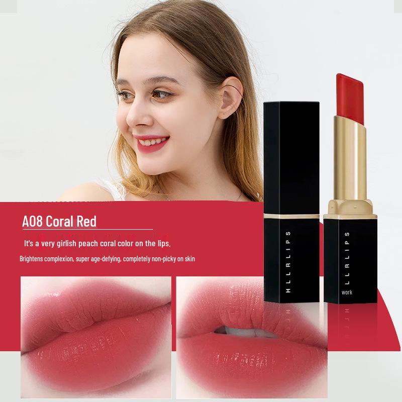 

HLLR Little Black Tube Lipstick - Long-lasting, Waterproof, Moisturizing, Whitening Lip Gloss for Students