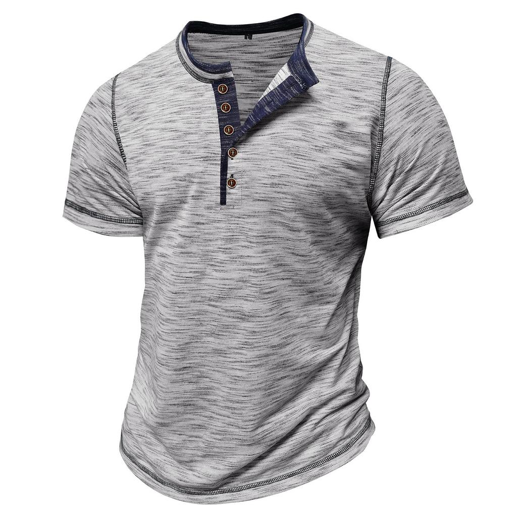 Herren Henley Shirts Color Blocked Kurzarm Rundhals Knopf Übergröße Lässig Täglich Sommer Herrenbekleidung Tops