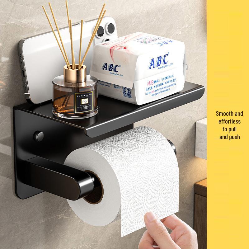 Wall-Mounted Waterproof Toilet Paper Holder with Storage