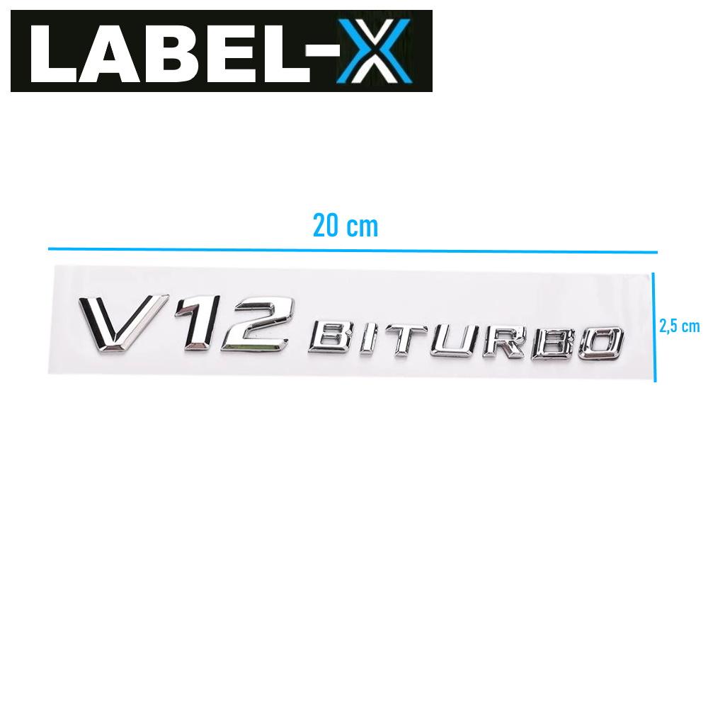 LABEL-X V12 Biturbo AMG Chrom Schriftzug Emblem Logo f. Mercedes S CL etc.