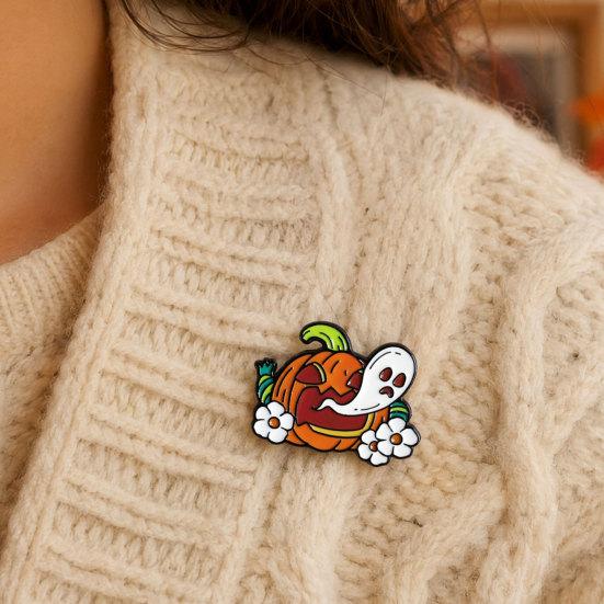 Halloween Cartoon Ghost Brooch, Spooky Pumpkin Tombstone Lapel Pin, Clothes Backpack Bag Decoration Accessories, Holiday Party Gift