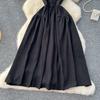 Summer Vintage Black Beading Collar Solid Sleeveless Long Midi Tank Party Dresses