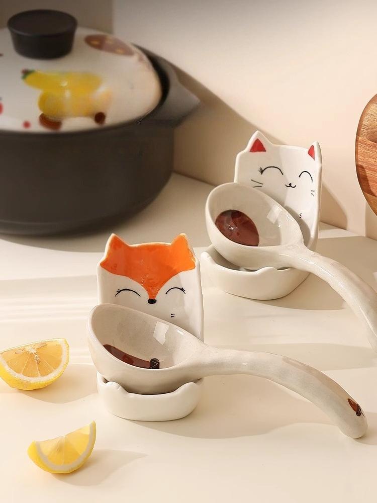 Countertop Pot Lid Rack Soup Spoon Rack Ceramic Household Multi-functional Storage Shelf Hot Pot Male Spoon Water Draining Rack
