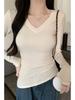 Women's 2025 Autumn/Winter V-Neck Long-Sleeve Sweet & Spicy European Style Fitted Base Layer Top