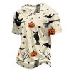 Men's Halloween Print Short Sleeve Henley Shirt Casual Round Neck Button Front Top for Seasonal Festive Wear