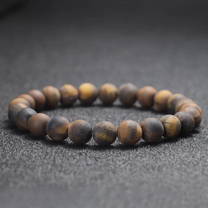 Natural Matte Tiger Eyes Stone Bracelet Men Minimalist 4/6/8/10/12mm Beaded Braclet Homme Uranus Brazalete Gift For Him