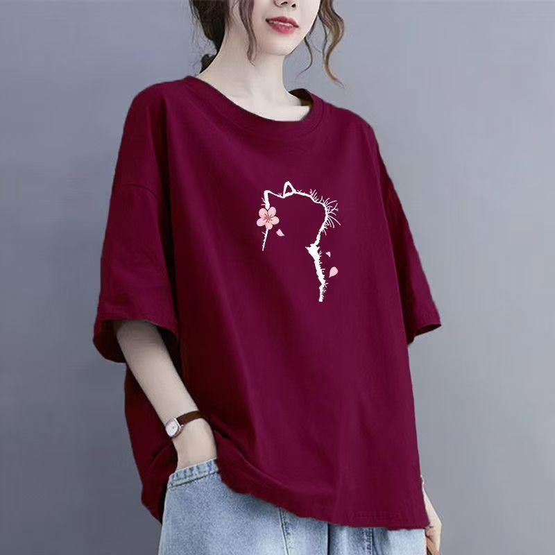 Summer Women Cotton Short-sleeved T-shirt Women Loose Tops