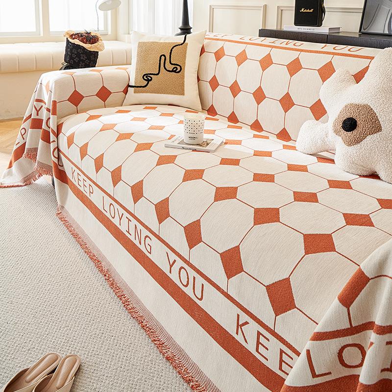 Chenille Sofa Towel Anti-Scratching Living Room Straight Row Sofa Cover Cloth All-Inclusive Sofa Cover Dust Cover for Four Seasons