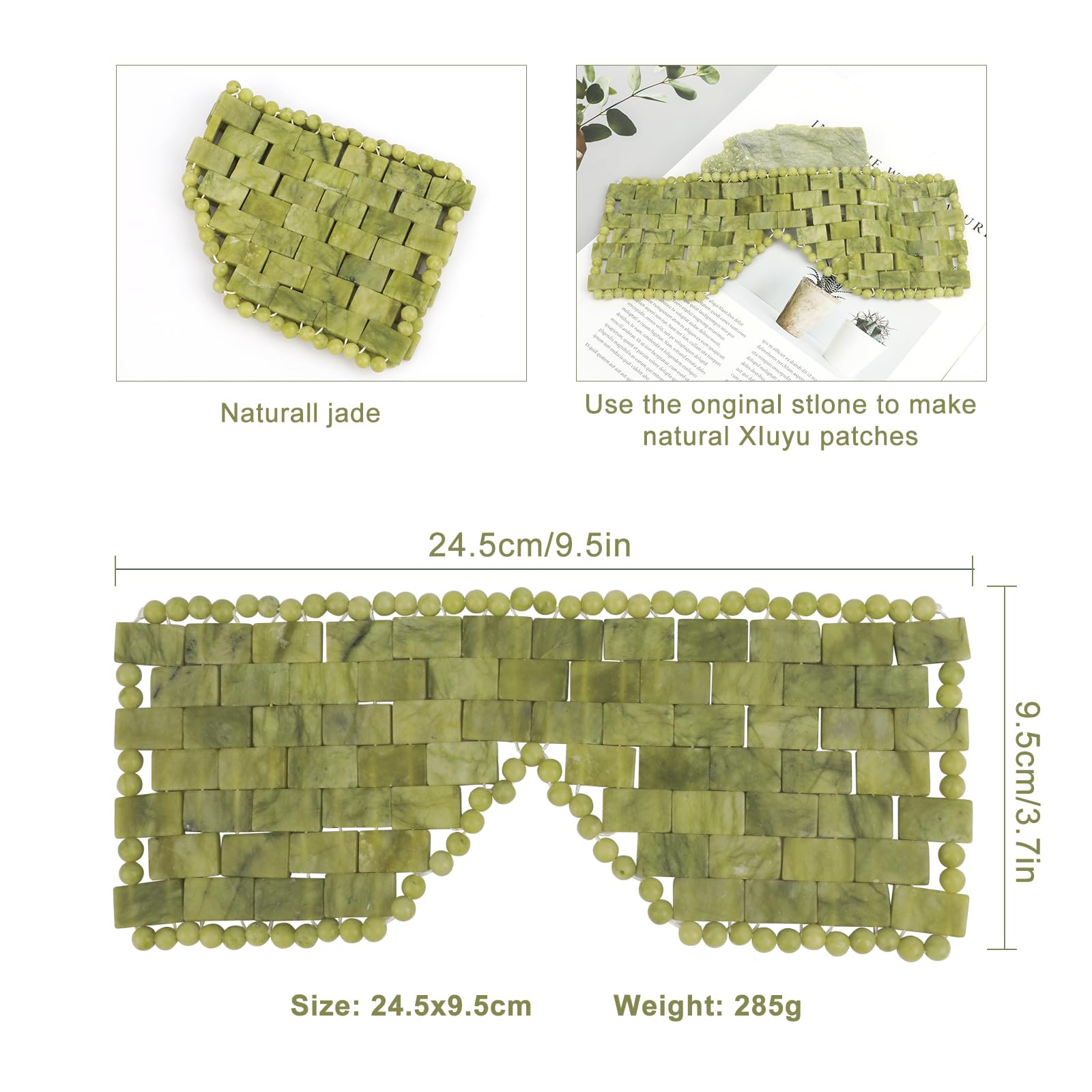 

Маска для глаз из нефрита, большая охлаждающая маска для лица со 100% натуральным нефритом для горячей и холодной терапии, маска для сна с зеленым камнем для глаз, облегчающая повязку на глаза зелёный