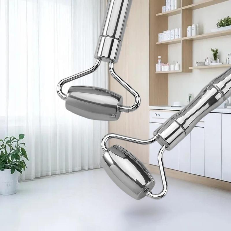 Stainless Steel Facial Roller and Gua Sha Tool – For Face and Neck Massage, Skin Tightening, and Lifting