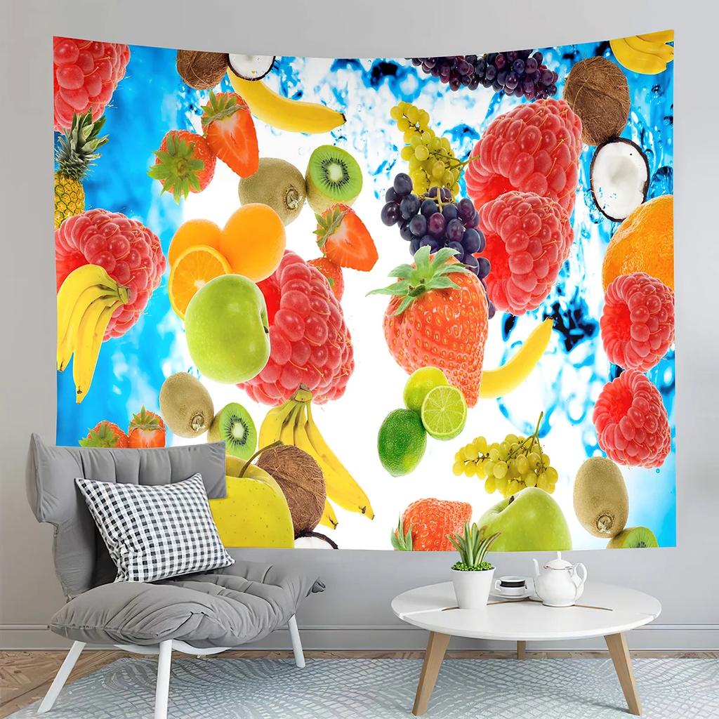 Fruit Party Tapestry Harvesting Season Tapestry Apple Strawberry Tapestry Home Living Room Bedroom Dorm Wall Hanging Blanket