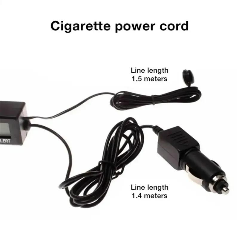 12-24V Car 3 In 1 Digital Inner & Outer Thermometer Display Car Battery Voltmeter & LCD Clock with Temperature Sensor Backlight