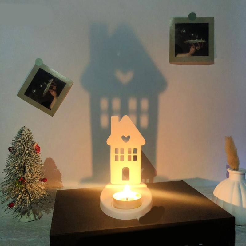Heart House Candle Holder Molds for Resin Epoxy Casting Mold DIY House Shaped Candlestick Mould with Base Home Decors