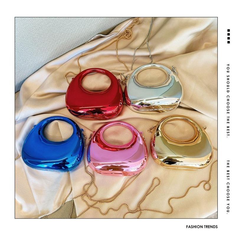 Spring and summer fashion chain mini bag, crescent moon acrylic bag, lipstick change, children's bag, messenger bag.