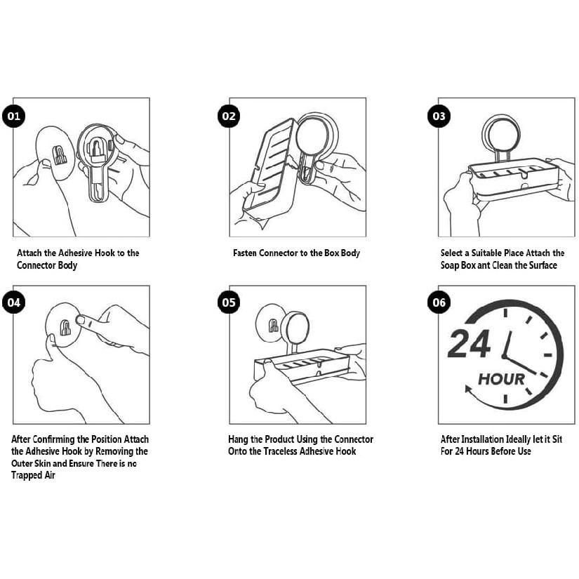 POTENTIA Adhesive Soap Holder Dish Container for Shower Wall Mounted NO-Drilling Self Draining Removable Tray Waterproof Bar Soap Sponge Holder for