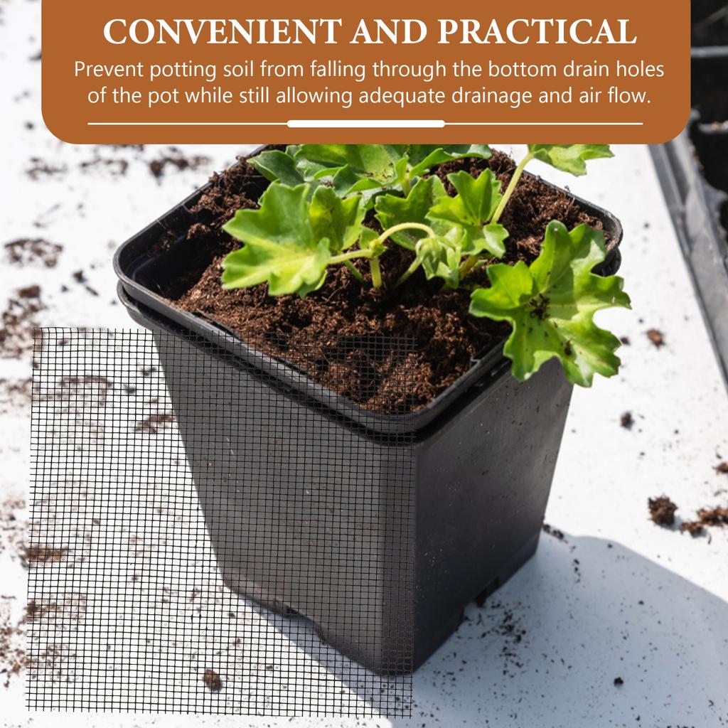 50 Pcs Square Flower Pot Mesh Bottom Hole Gasket Anti-leakage Succulent Plant Thin 10*10cm Pieces (black) Flowerpot Pads