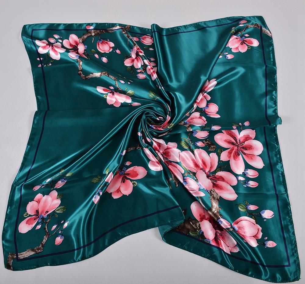 BYSIFA Pink Damen Quadratische Schals Hijabs Bedruckt Mode Elegant Damen Satin Seidenschal Kopftuch Luxus Süßer Halsschal