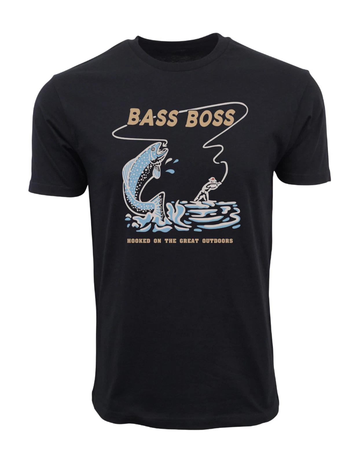 Unisex Adult Casual Graphic BASS BOSS HOOKED ON THE GREAT OUTDOORS ... XL