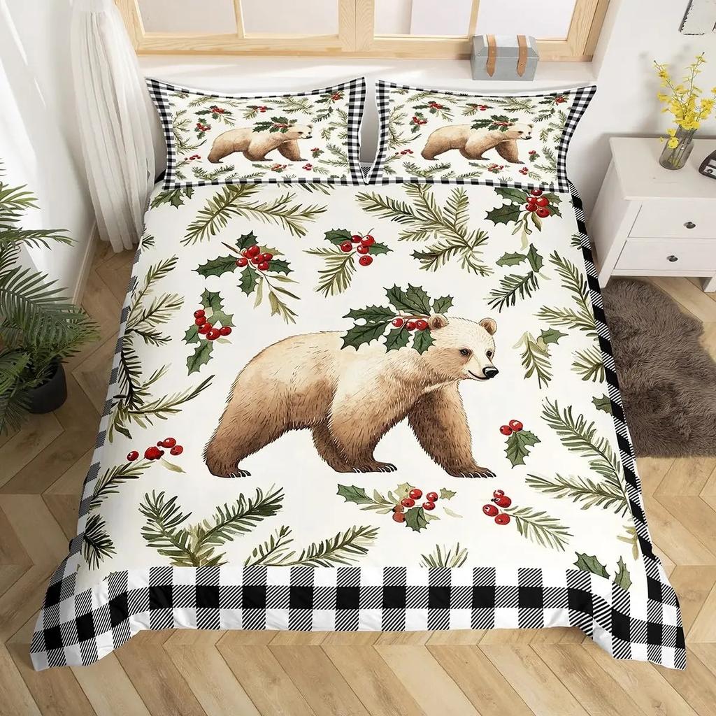 Comforter 3D Printed Cute Bear And Dog With Cartoon Animal Bedding Wild Animals Queen Size Comforter Set