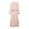 Women's Clothing Autumn European and American Temperament Simple with Belt Pleated Midi Dress