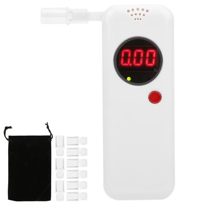 Digitaler Atemalkoholtester LCD-Anzeige Alkoholtester Fahren unter Alkoholeinfluss Analysegerät Testwerkzeug mit Mundstück Weiß