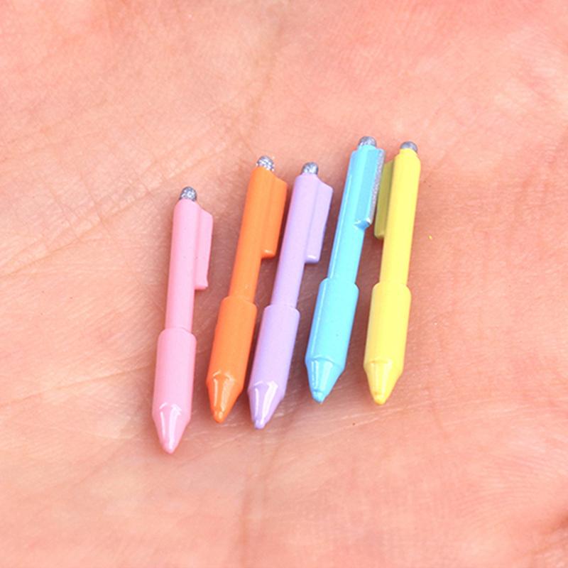 5 יחידות סט עטי כדור 1/12 לבית בובות, קישוט מיני לחדר לימוד של בית בובות, אביזרי כלי כתיבה לבית בובות