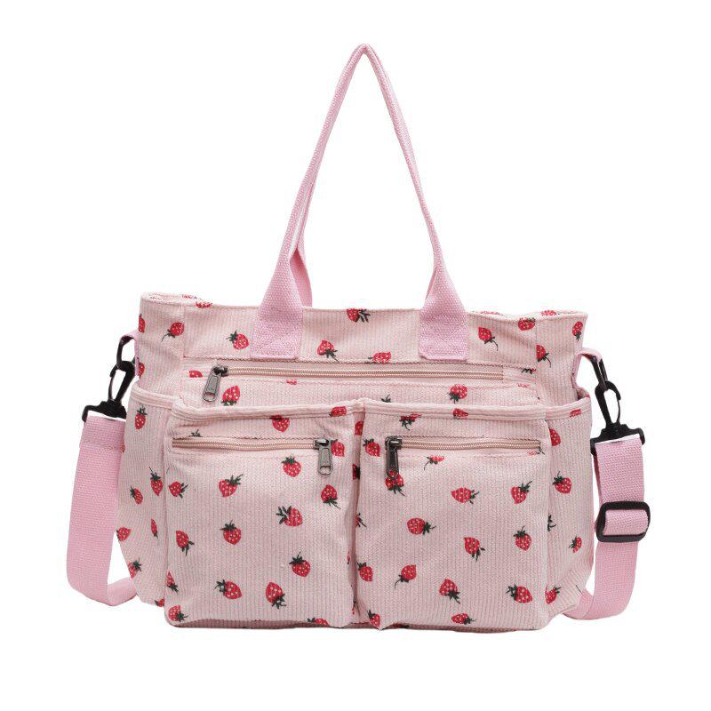 Ruiying Large Capacity Corduroy Crossbody Shoulder Bag - Korean Style Casual Fashion Backpack