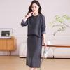 2025 High-End Women's Two-Piece Knitted Dress for Autumn & Winter - Elegant Middle-Aged Style Sweater and Skirt Set