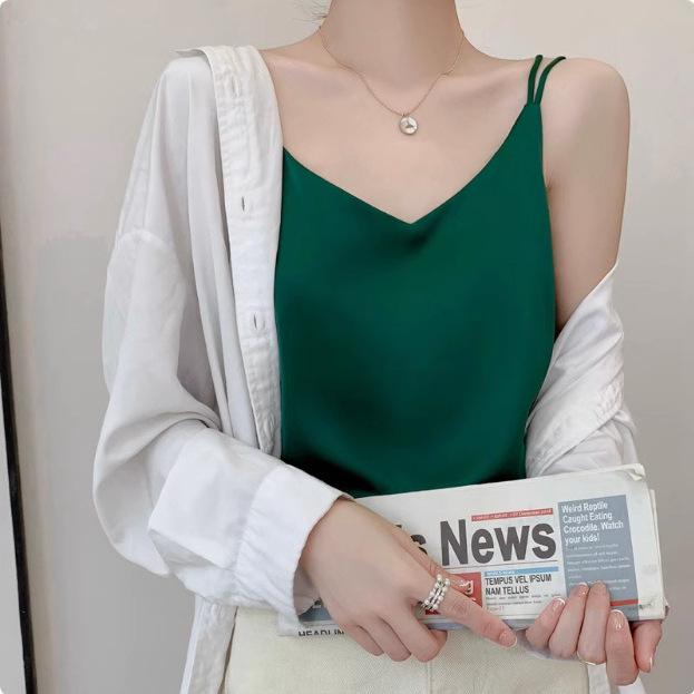 2025 Damski Biały Satynowy Top na Ramiączkach - Imitacja Jedwabiu, Piękne Plecy, Letnia Warstwa