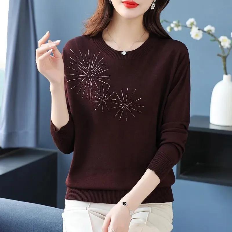 Svetr pro ženy Podzim Zima Zesílený Pulovr Teplý Pletený Pruhovaný Kulatý výstřih Základní vrstva Pružný Dlouhý rukáv Oversize Svetr Topy