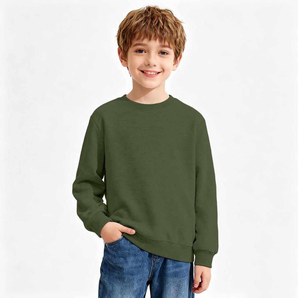 Unisex Kids Long Sleeve Color Sweatshirt Casual Comfortable Pullover for Boys and Girls
