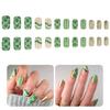 24Pcs Patrick's Day False Nail Green Shamrock Patterned Glitters Press on Nail for Adding Festival Charm to Any Outfit