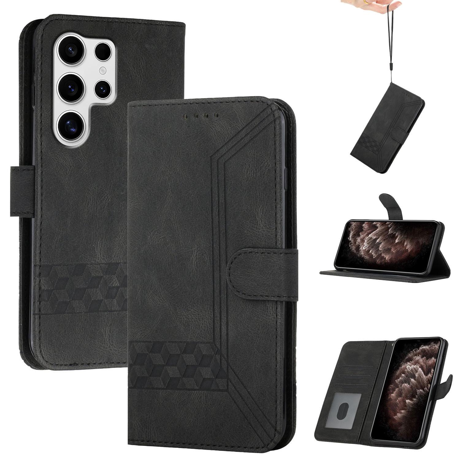 

YX0010 Series for Samsung Galaxy S25 Ultra Wallet Case Rhombus Lines Leather Phone Cover A